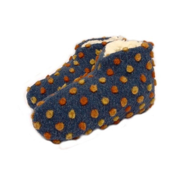 Licardo Hausschuhe Bettschuhe Wolle Noppen blau Hausschuh (1 Paar, 0-tlg) für warme Füße