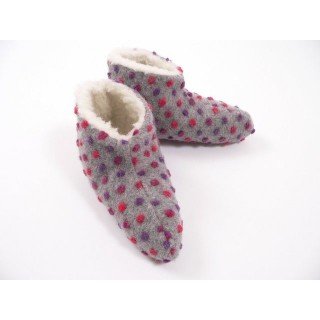 Licardo Hausschuhe Bettschuhe Wolle Noppen silber Hausschuh (1 Paar, 0-tlg) für warme Füße