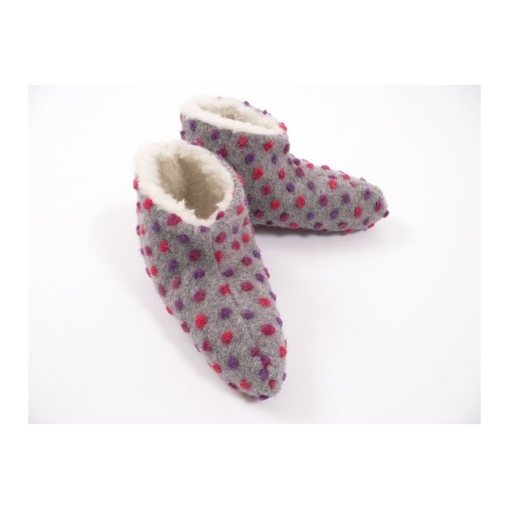 Licardo Hausschuhe Bettschuhe Wolle Noppen silber Hausschuh (1 Paar, 0-tlg) für warme Füße