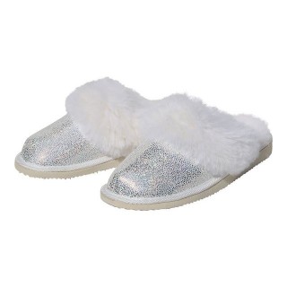 Hollert Malibu Glitzer Pantoffel dick gefüttert, aus echtem Leder, Merino Lammfell
