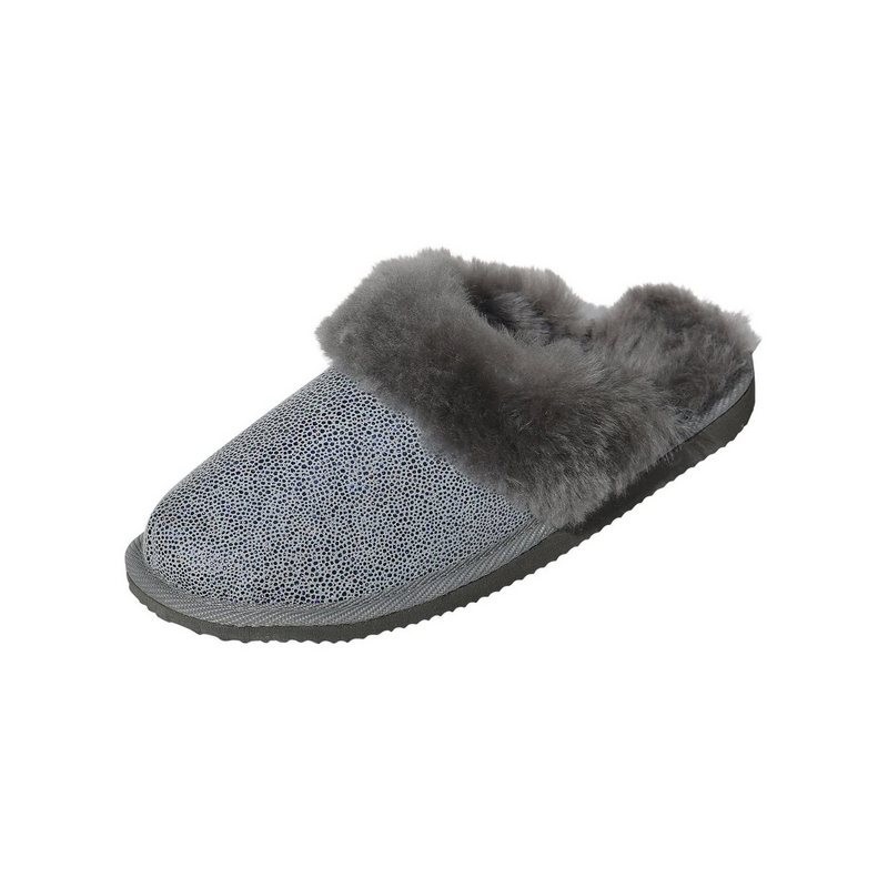 Hollert Malibu Glitzer Pantoffel dick gefüttert, aus echtem Leder, Merino Lammfell