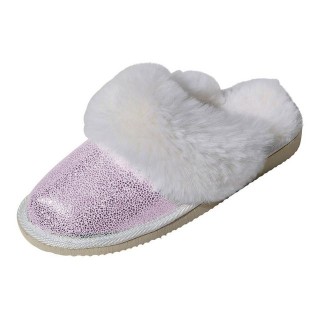Hollert Malibu Glitzer Pantoffel dick gefüttert, aus echtem Leder, Merino Lammfell