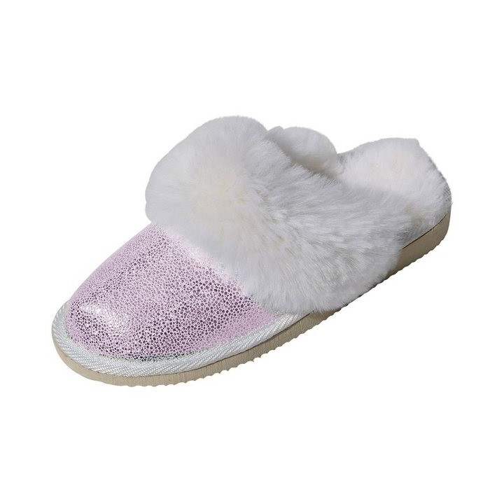 Hollert Malibu Glitzer Pantoffel dick gefüttert, aus echtem Leder, Merino Lammfell