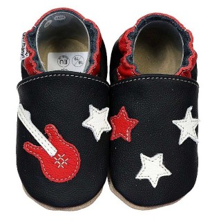 HOBEA-Germany Krabbelschuhe Gitarre 24/25 (2 - 2½ Jahre) Krabbelsohle Krabbelschuh handgefertigt in der EU, Rutschfest und fl