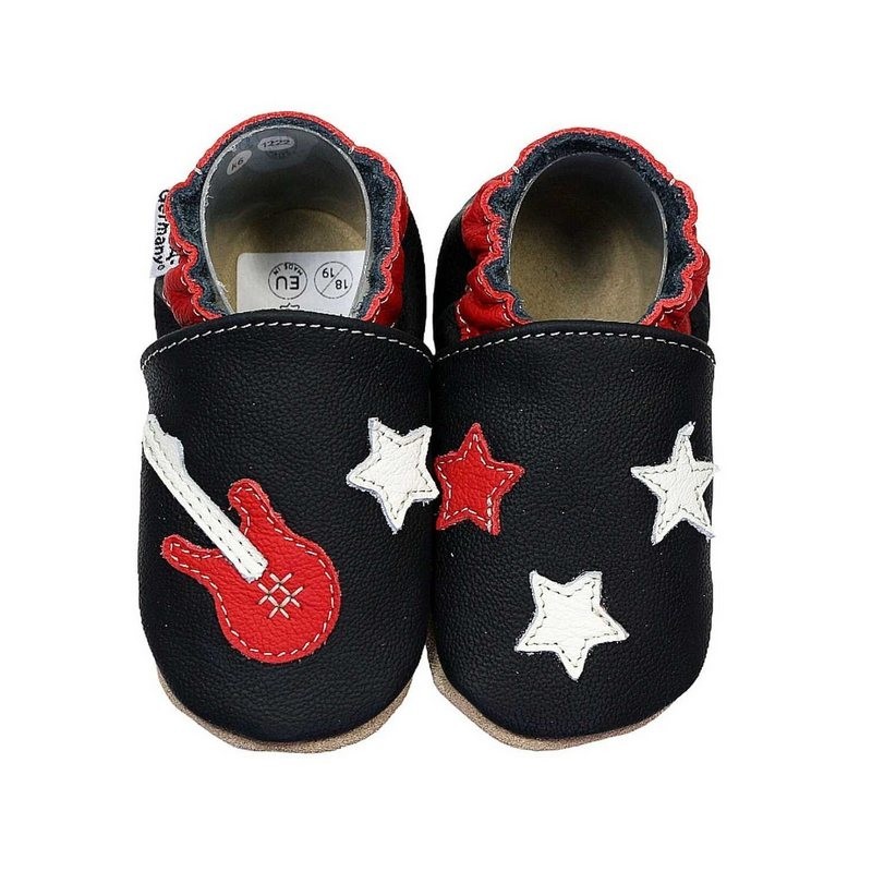 HOBEA-Germany Krabbelschuhe Gitarre 24/25 (2 - 2½ Jahre) Krabbelsohle Krabbelschuh handgefertigt in der EU, Rutschfest und fl