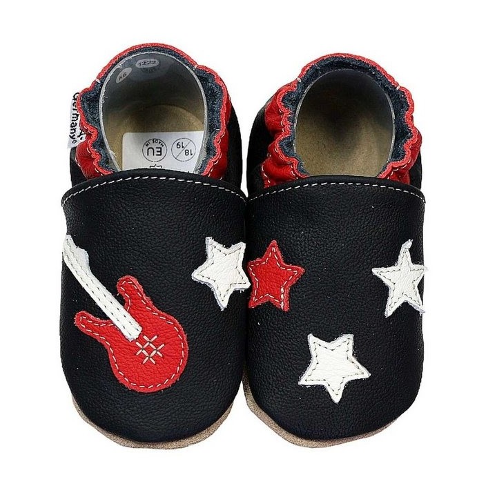 HOBEA-Germany Krabbelschuhe Gitarre 24/25 (2 - 2½ Jahre) Krabbelsohle Krabbelschuh handgefertigt in der EU, Rutschfest und fl