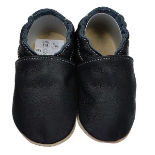 HOBEA-Germany Krabbelschuhe schwarz 18/19 (6 - 12 Monate) Krabbelsohle Krabbelschuh handgefertigt in der EU, Rutschfest und f