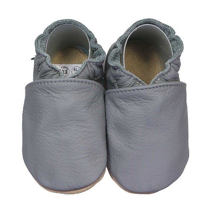 HOBEA-Germany Krabbelschuhe dunkelgrau 18/19 (6 - 12 Monate) Krabbelsohle Krabbelschuh handgefertigt in der EU