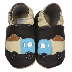 HOBEA-Germany Krabbelschuhe LKW braun 24/25 (2 - 2½ Jahre) Krabbelsohle Krabbelschuh handgefertigt in der EU, Rutschfest und