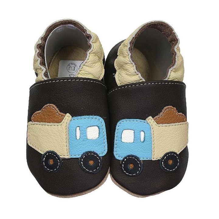 HOBEA-Germany Krabbelschuhe LKW braun 24/25 (2 - 2½ Jahre) Krabbelsohle Krabbelschuh handgefertigt in der EU, Rutschfest und