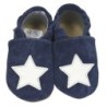 HOBEA-Germany Krabbelschuhe blau mit weißem Stern 24/25 (2 - 2½ Jahre) Krabbelsohle Krabbelschuh handgefertigt in der EU