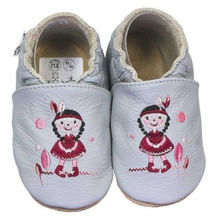 HOBEA-Germany Krabbelschuhe Mädchen grau 24/25 (2 - 2½ Jahre) Krabbelsohle Krabbelschuh handgefertigt in der EU