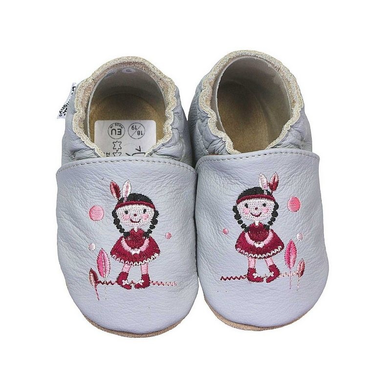 HOBEA-Germany Krabbelschuhe Mädchen grau 24/25 (2 - 2½ Jahre) Krabbelsohle Krabbelschuh handgefertigt in der EU