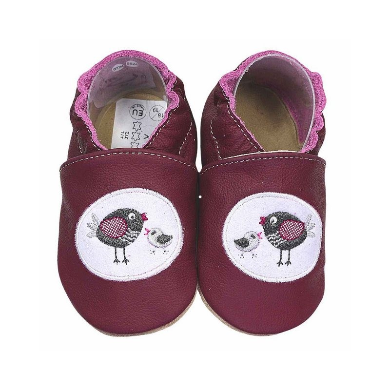 HOBEA-Germany Krabbelschuhe Vogelfamilie 20/21 (12 - 18 Monate) Krabbelsohle Krabbelschuh handgefertigt in der EU, Rutschfest