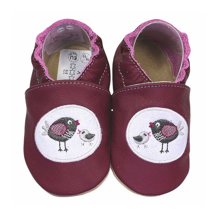 HOBEA-Germany Krabbelschuhe Vogelfamilie 20/21 (12 - 18 Monate) Krabbelsohle Krabbelschuh handgefertigt in der EU, Rutschfest