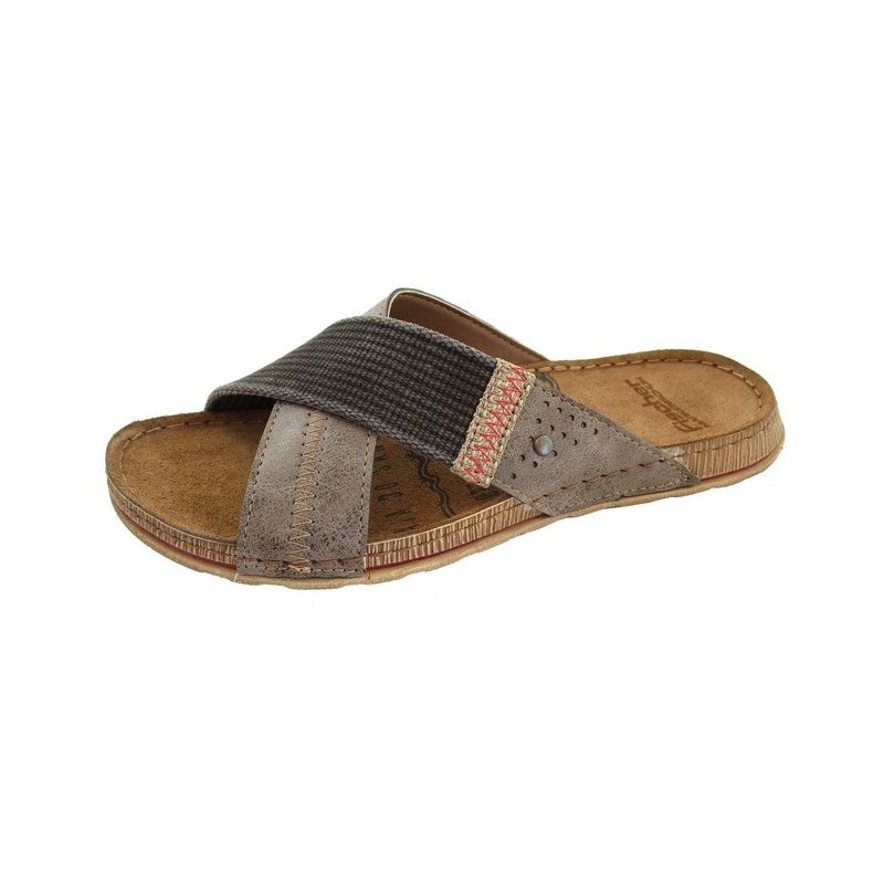Fischer-Markenschuh Herren Lukas Kreuzband Pantolette Nuss Pantoffel (080174)