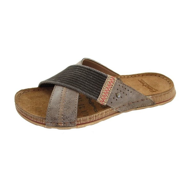 Fischer-Markenschuh Herren Lukas Kreuzband Pantolette Nuss Pantoffel (080174)