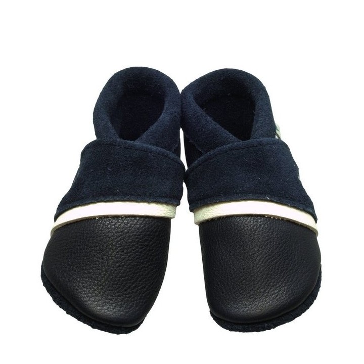 Pantolinos Krabbelschuhe Pantolinos Luxor Anker Hausschuhe Ökoleder Blau Krabbelschuh