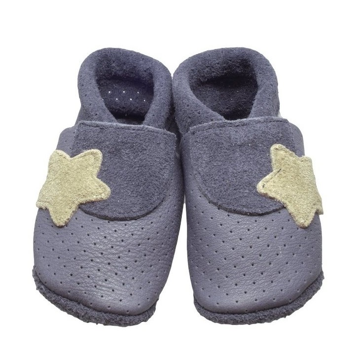 Pantolinos Krabbelschuhe Pantolinos Sommer Flair Hausschuhe Ökoleder Grau Krabbelschuh