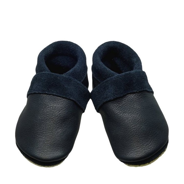 Pantolinos Krabbelschuhe Pantolinos Basic Hausschuhe Ökoleder Blau Krabbelschuh
