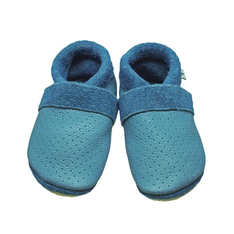 Pantolinos Krabbelschuhe Pantolinos Sommer Hausschuhe Ökoleder Türkis Krabbelschuh