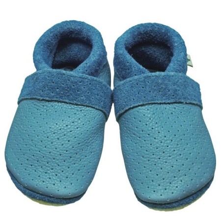 Pantolinos Krabbelschuhe Pantolinos Sommer Hausschuhe Ökoleder Türkis Krabbelschuh