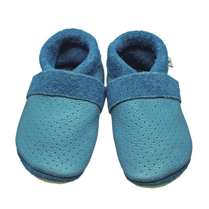 Pantolinos Krabbelschuhe Pantolinos Sommer Hausschuhe Ökoleder Türkis Krabbelschuh