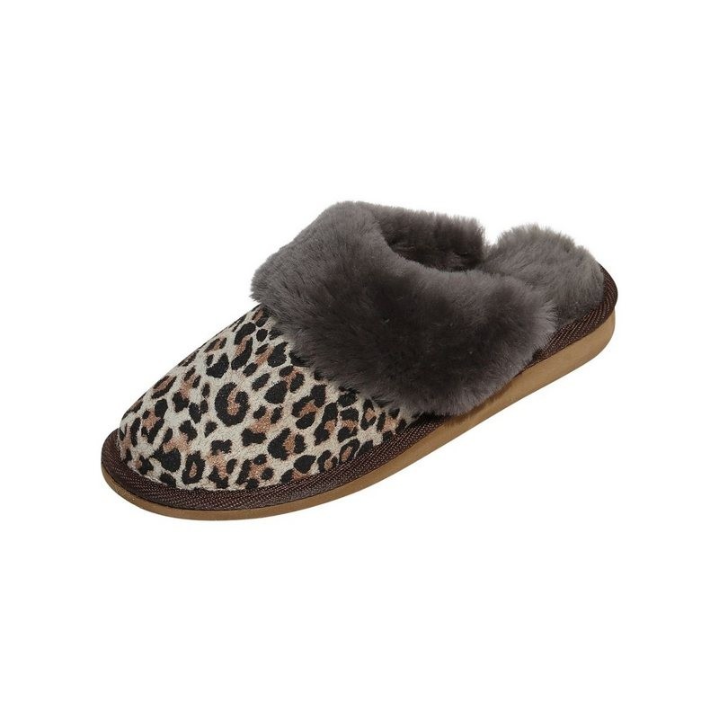 Hollert Pantoffel Damen Hausschuhe Safari Echtleder Puschen Merino Schaffell
