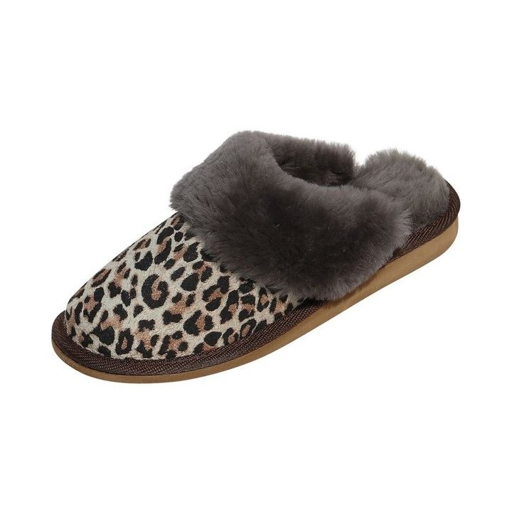 Hollert Pantoffel Damen Hausschuhe Safari Echtleder Puschen Merino Schaffell