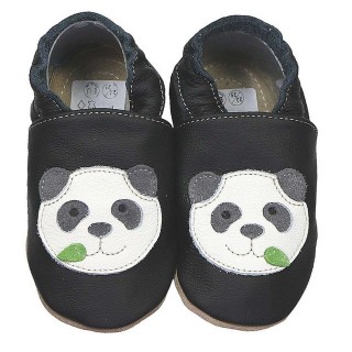 HOBEA-Germany Kitaschuhe Panda schwarz 20/21 (12 - 18 Monate) Kautschuksohle Lauflernschuh