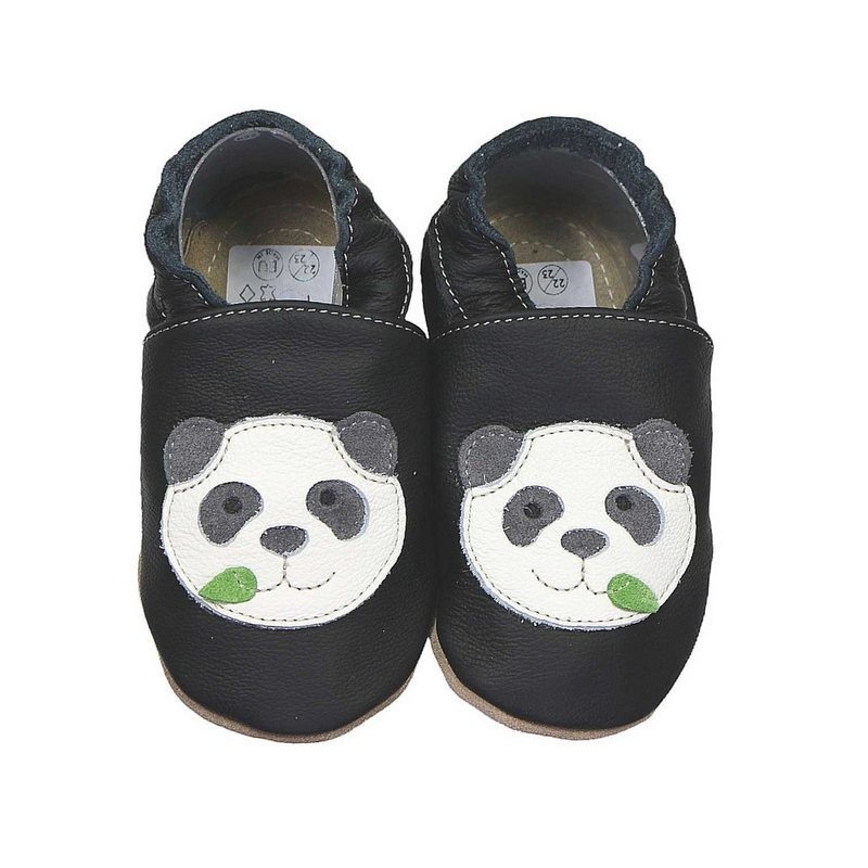 HOBEA-Germany Kitaschuhe Panda schwarz 20/21 (12 - 18 Monate) Kautschuksohle Lauflernschuh