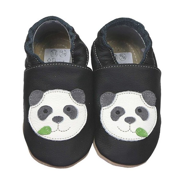 HOBEA-Germany Kitaschuhe Panda schwarz 20/21 (12 - 18 Monate) Kautschuksohle Lauflernschuh