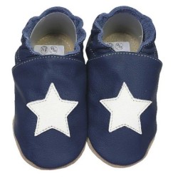 HOBEA-Germany Kitaschuhe blau Stern weiß 22/23 (1½ - 2 Jahre) Kautschuksohle Lauflernschuh