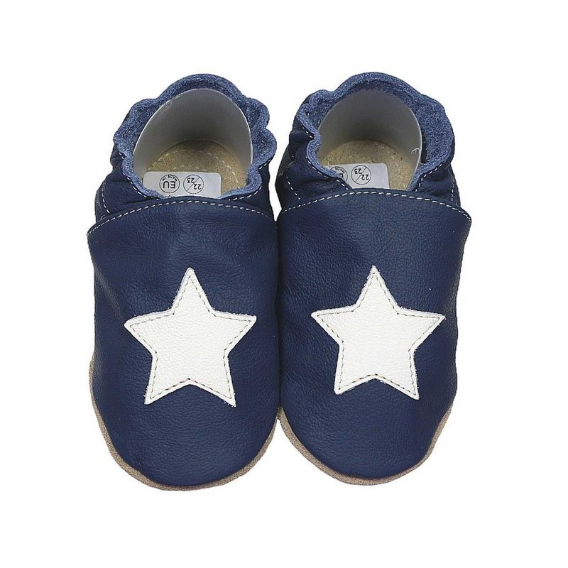 HOBEA-Germany Kitaschuhe blau Stern weiß 22/23 (1½ - 2 Jahre) Kautschuksohle Lauflernschuh