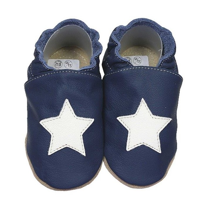 HOBEA-Germany Kitaschuhe blau Stern weiß 22/23 (1½ - 2 Jahre) Kautschuksohle Lauflernschuh