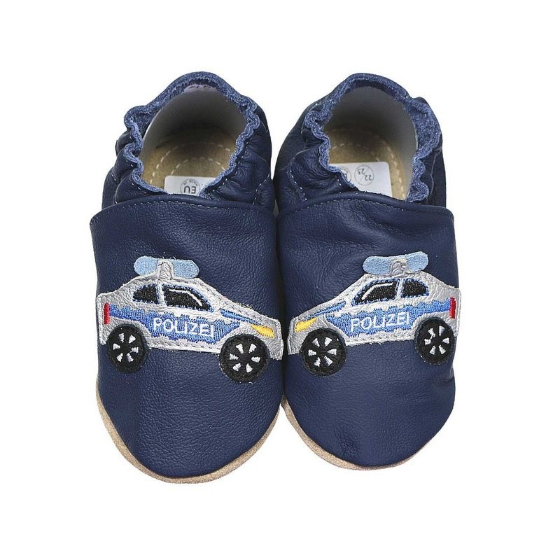 HOBEA-Germany Kitaschuhe Polizeiauto dunkelblau 22/23 (1½ - 2 Jahre) Kautschuksohle Lauflernschuh