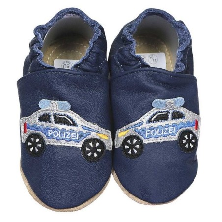 HOBEA-Germany Kitaschuhe Polizeiauto dunkelblau 22/23 (1½ - 2 Jahre) Kautschuksohle Lauflernschuh