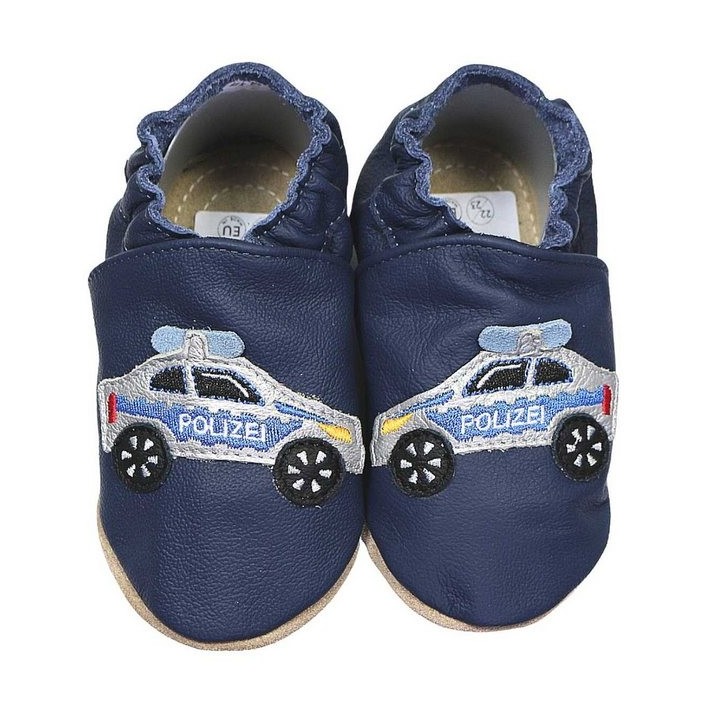 HOBEA-Germany Kitaschuhe Polizeiauto dunkelblau 22/23 (1½ - 2 Jahre) Kautschuksohle Lauflernschuh