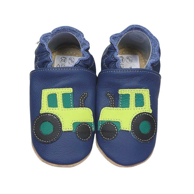 HOBEA-Germany Kitaschuhe Traktor blau 22/23 (1½ - 2 Jahre) Kautschuksohle Lauflernschuh