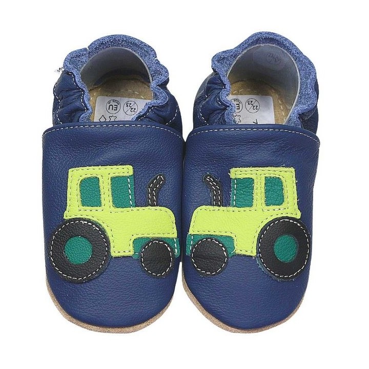 HOBEA-Germany Kitaschuhe Traktor blau 22/23 (1½ - 2 Jahre) Kautschuksohle Lauflernschuh