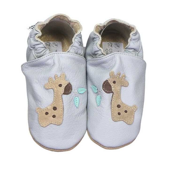 HOBEA-Germany Kitaschuhe Giraffe grau 22/23 (1½ - 2 Jahre) Kautschuksohle Lauflernschuh