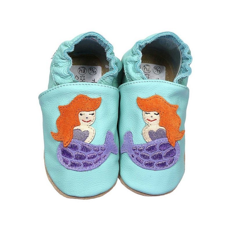 HOBEA-Germany Kitaschuhe Meerjungfrau mint 22/23 (1½ - 2 Jahre) Kautschuksohle Lauflernschuh