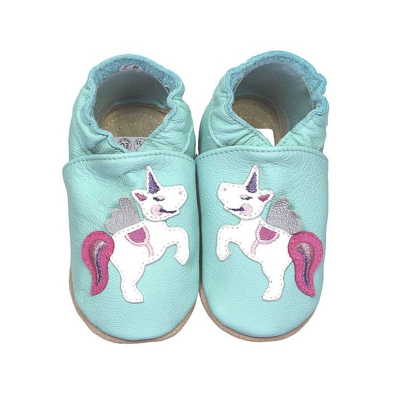 HOBEA-Germany Kitaschuhe Einhorn mint 22/23 (1½ - 2 Jahre) Kautschuksohle Lauflernschuh