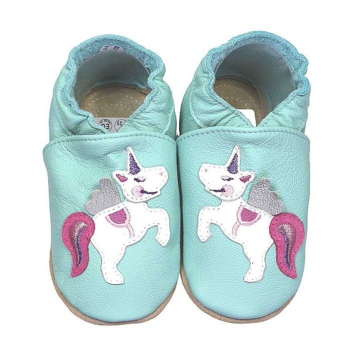 HOBEA-Germany Kitaschuhe Einhorn mint 22/23 (1½ - 2 Jahre) Kautschuksohle Lauflernschuh