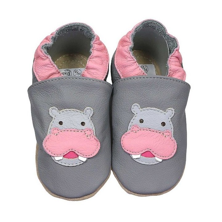 HOBEA-Germany Kitaschuhe Nilpferd grau 20/21 (12 - 18 Monate) Kautschuksohle Lauflernschuh