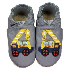 HOBEA-Germany Kitaschuhe Kranwagen grau 22/23 (1½ - 2 Jahre) Kautschuksohle Lauflernschuh