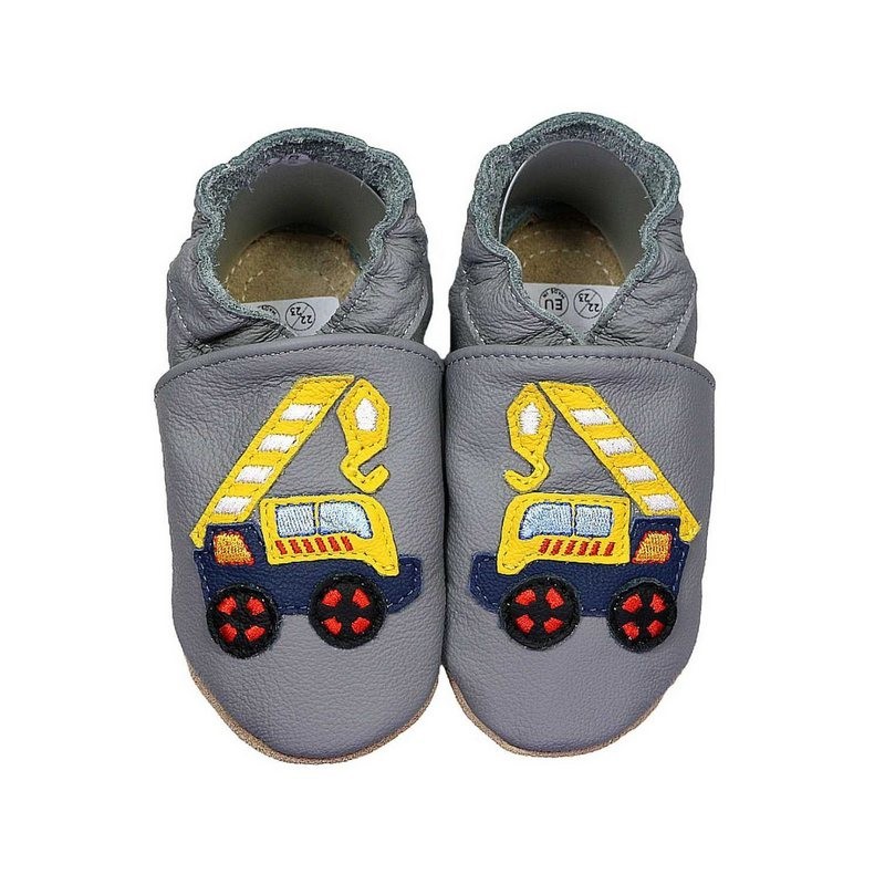 HOBEA-Germany Kitaschuhe Kranwagen grau 22/23 (1½ - 2 Jahre) Kautschuksohle Lauflernschuh