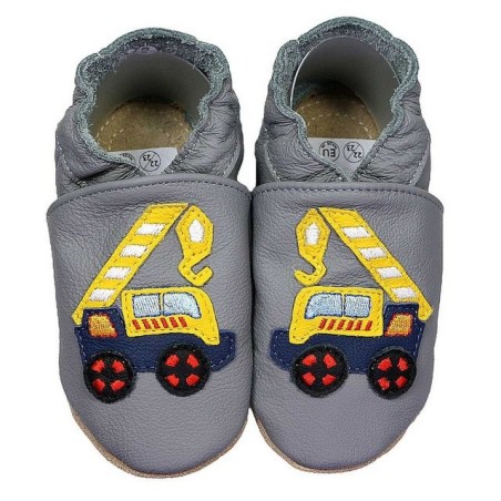 HOBEA-Germany Kitaschuhe Kranwagen grau 22/23 (1½ - 2 Jahre) Kautschuksohle Lauflernschuh