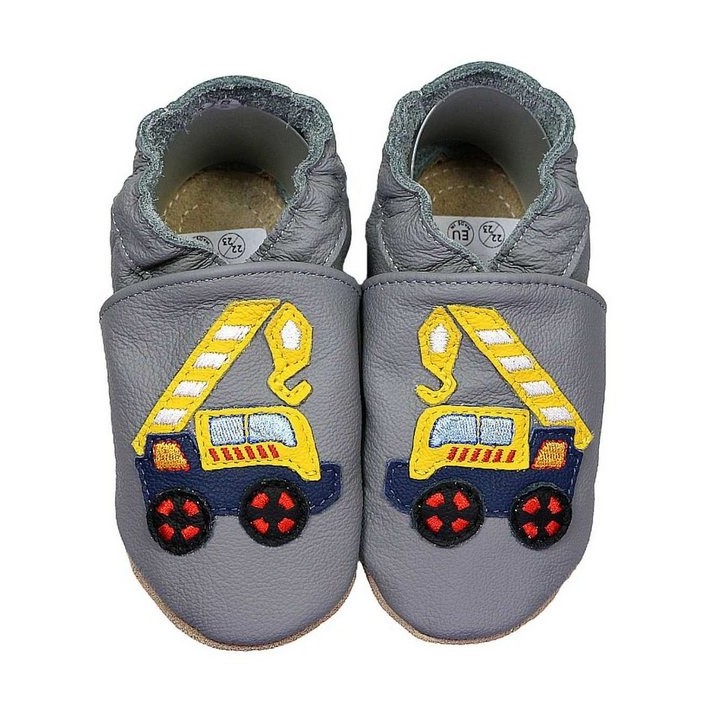 HOBEA-Germany Kitaschuhe Kranwagen grau 22/23 (1½ - 2 Jahre) Kautschuksohle Lauflernschuh