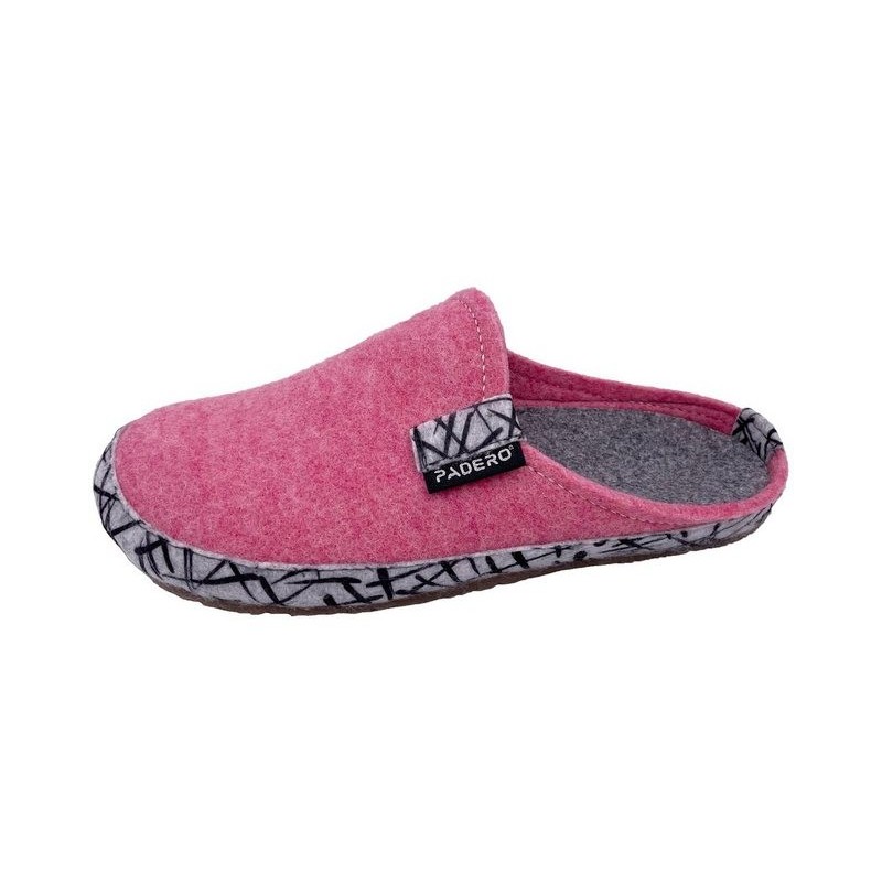 PADERO TONI-Striped Pantoffel Wollfilz Hausschuh